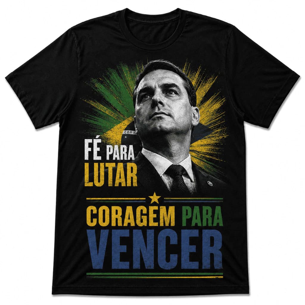 Camiseta Fé Para Lutar, Coragem Para Vencer — estampa frontal