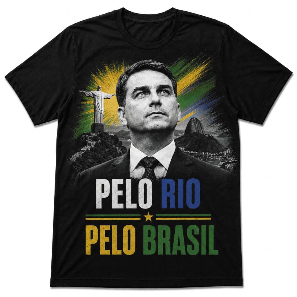 Camiseta Pelo Rio, Pelo Brasil — estampa frontal